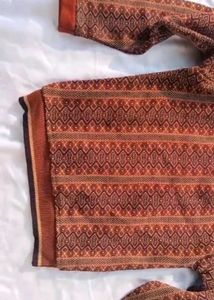 Vintage Patterned V-Neck Knit Sweater