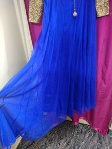Elegant Blue &amp; Gold Ethnic Gown