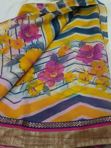 Vibrant Floral Print Saree with blouse