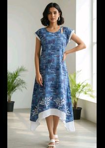 Price Dropped !! Designer Blue Applique Work Dress