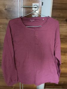 Burgundy Long Sleeve Casual T-Shirt