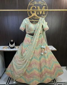 Stunning Pastel Embroidered Lehenga Choli