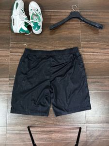 Men's Black Patterned Athletic Shorts
