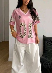 Pink & Leopard Print Jersey Top