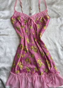 Y2K coquettes Pink Floral Babydoll Slip Dress
