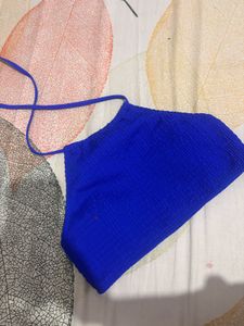 Vibrant Blue Textured Bikini Top