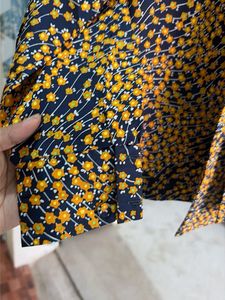 Chic Navy &amp; Yellow Floral Blouse