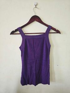 Purple Ribbed Knit Top