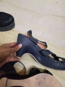Black Platform Wedge Sandals