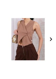 Stylish Sleeveless Taupe Wrap Top
