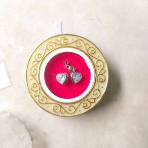 92.5 Pure Silver Cute Heart Stud Earrings
