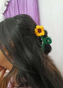 Crochet Sunflower Hair Clip