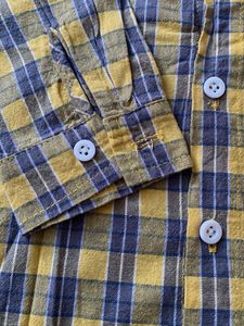 Yellow Plaid Shirt with Mickey Mouse Applique