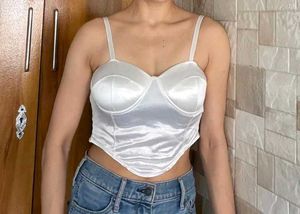 🤍 White Spaghetti Strap Tunic Crop Paded