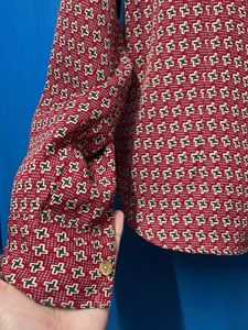 Vintage Geometric Print Button-Up Shirt