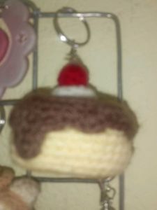 Crocheted Cupcake Keychain
