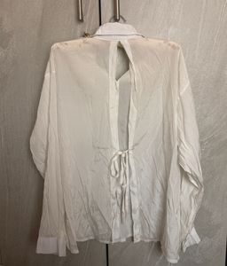 White Sheer Lace-Up Back Top