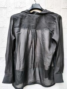 New with tag Korean Sheer Black Button-Up Shrug