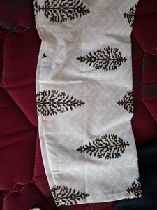 White Kurta with Black Leaf Print