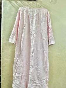 Pink Embroidered Cotton Kurta