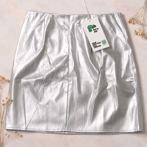 Silver Metallic Mini Skirt
