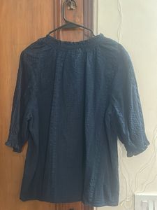 Chic Navy Blue Textured Top