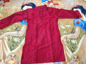 Red Embroidered Kurta