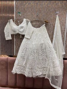 Exquisite White cut Dana Lehenga choli With Dupatt