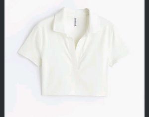 White Cropped Polo Shirt