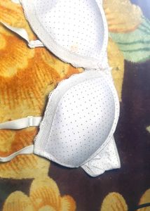 silk White Polka Dot Bra