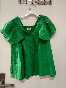 Max Green Flutter Sleeve Top