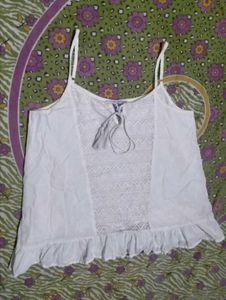 White Lace Trim Cami Top