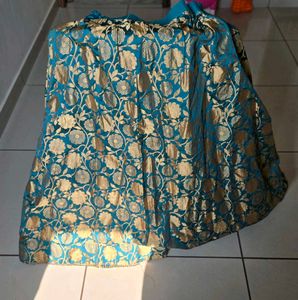 Teal & Gold Floral Ethnic Skirt