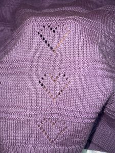Lilac Heart Pattern Knit Sweater