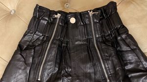 Black Faux Leather Paperbag Shorts