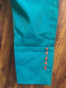 Embroidered Orange Silk Kurta