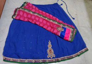 Beautiful Blue &amp; Pink Embroidered Lehenga Choli