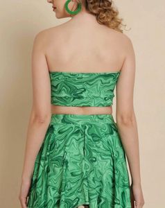 Green Marble Print Coord Skirt Set