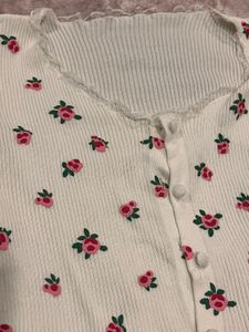 Floral Print Ribbed Crop Top