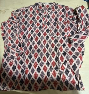 Men's Diamond Pattern Printed Shirt Kurta