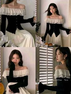 Elegant korean Ruffle Collar Knit Top