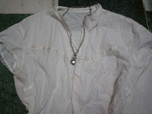 Y2k white lace anglaise top