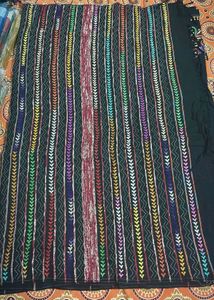 Elegant Kantha Stitch Embroidered Black Saree