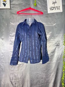 Zara Blue Striped Button-Up Shirt