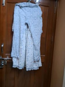 Beautiful grey  Printed  and embroidered Kurta set