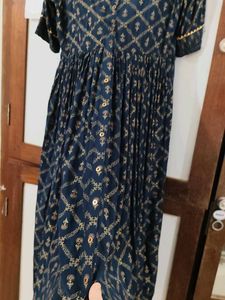 Stylish Navy Blue golden Printed Kurta
