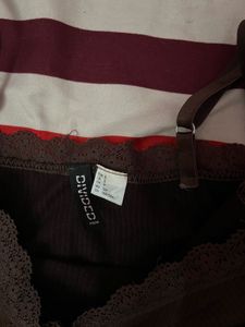 Brown Lace Trim Cami Top