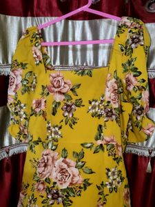 Yellow Floral Print Dress