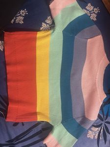 Rainbow Striped Knit Top