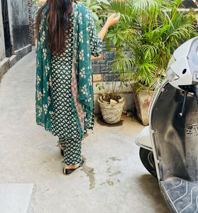 Green Printed Kurta Set with Dupatta